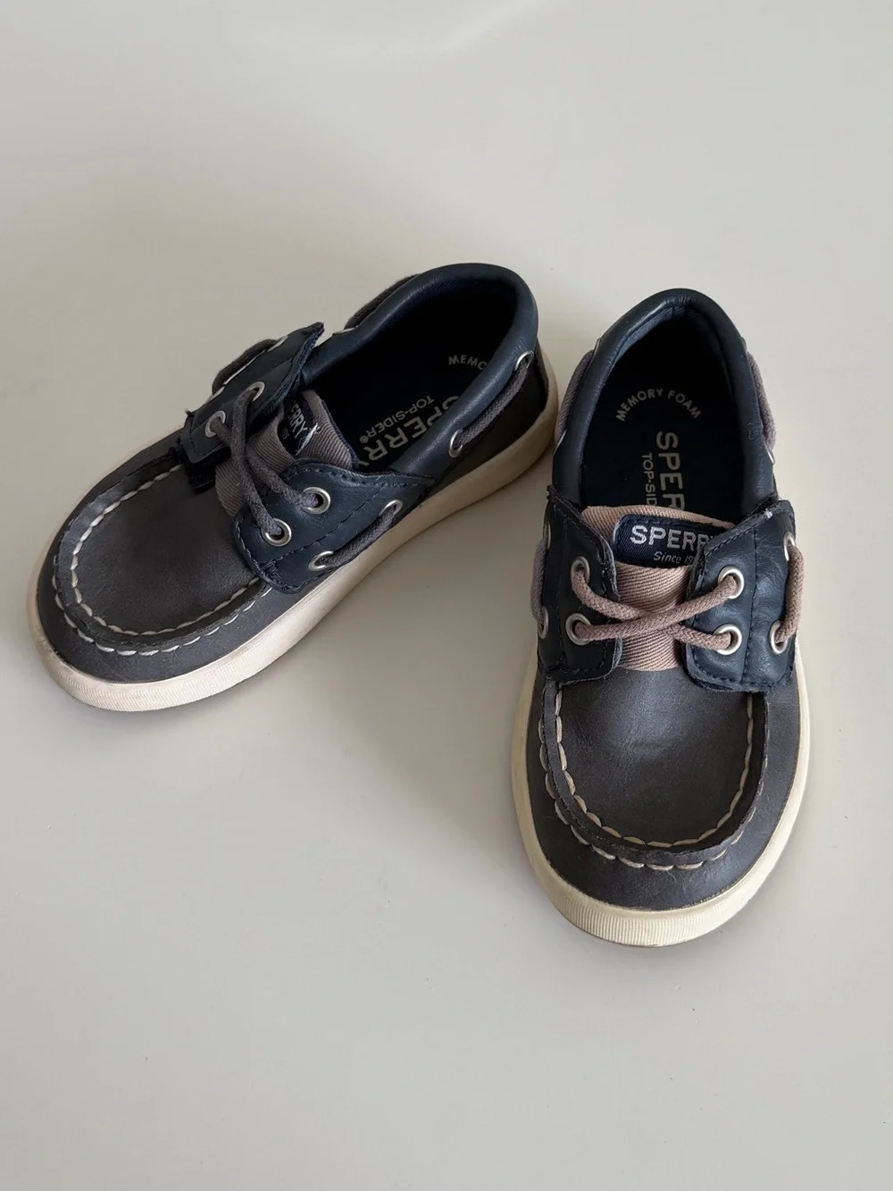 Sperry Kids Navy and Tan Moccasin Boat Shoes